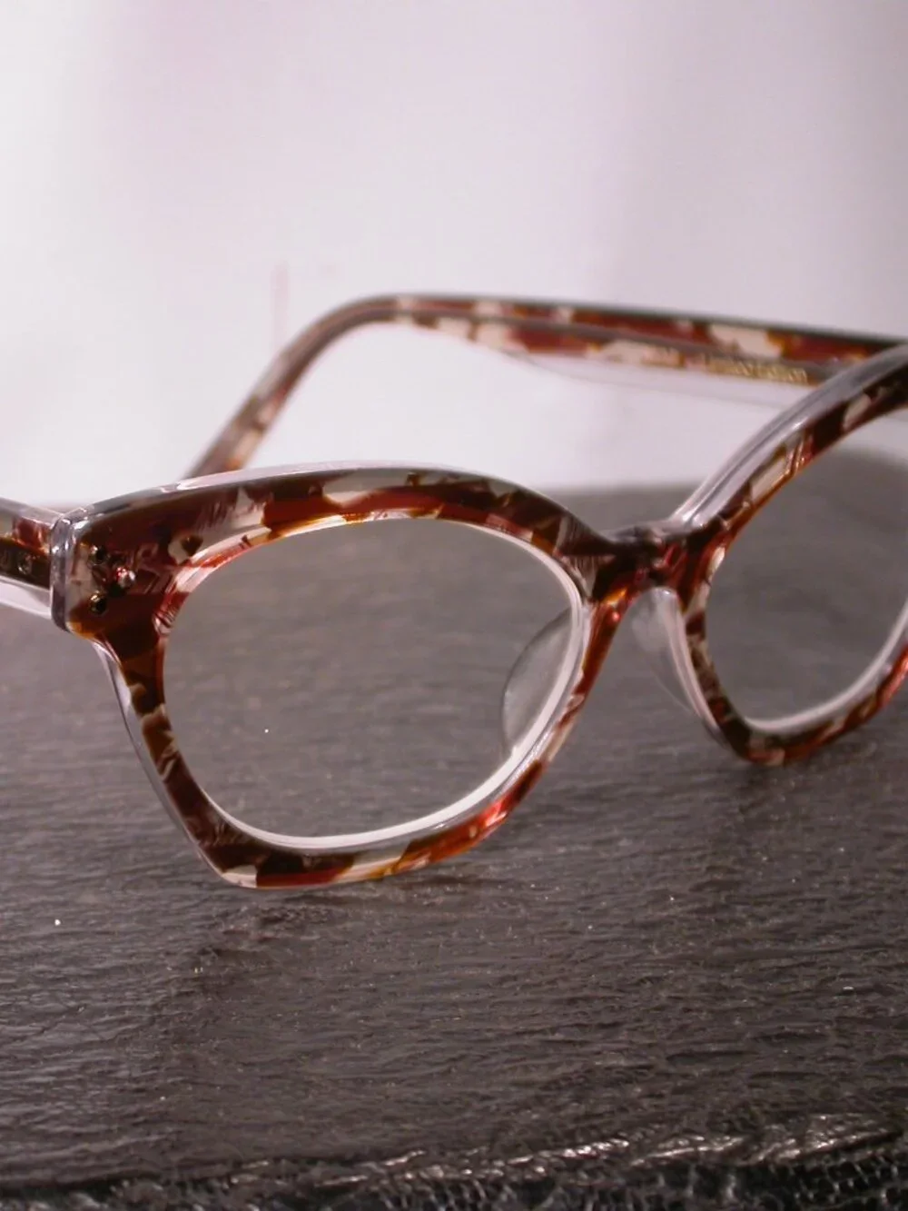 Davette Mimi Stylish Tortoise Clear Gem Eyeglasses Hand Made in France